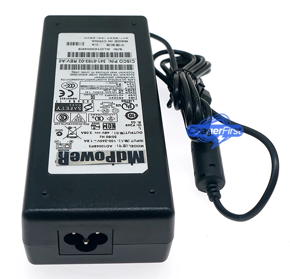 Used  AD10048P3 48V 2.08A AC Adapter Charger For CISCO ASA5505 Wlc2106 Wlc2112 Firewall Power Supply ​341-0183-PWR-5505