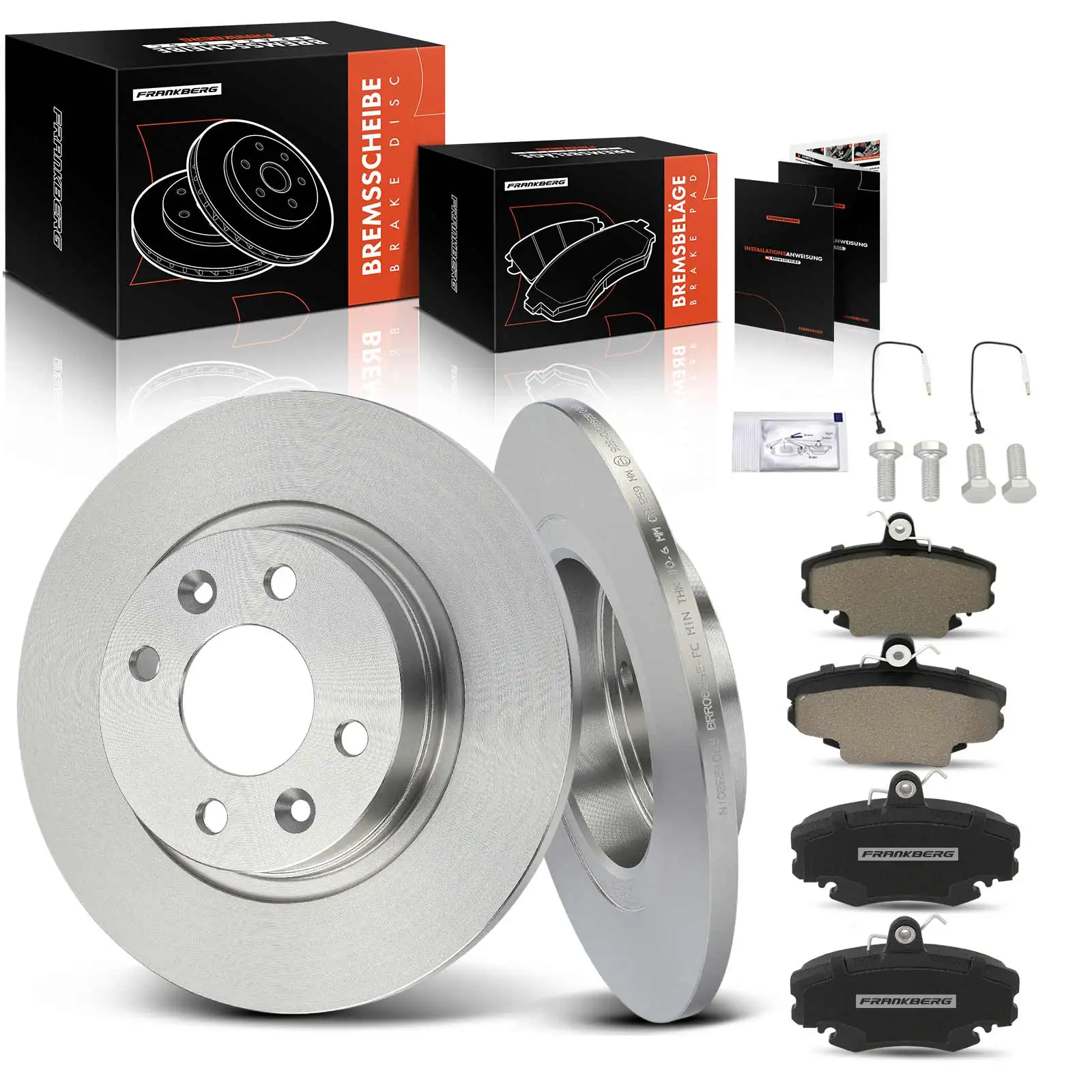 Frankberg 2x Remschijven + 4x Remblokken Vooras Links Rechts voor Dacia Logan 2 Renault Twingo 3 7701208252 8671000107