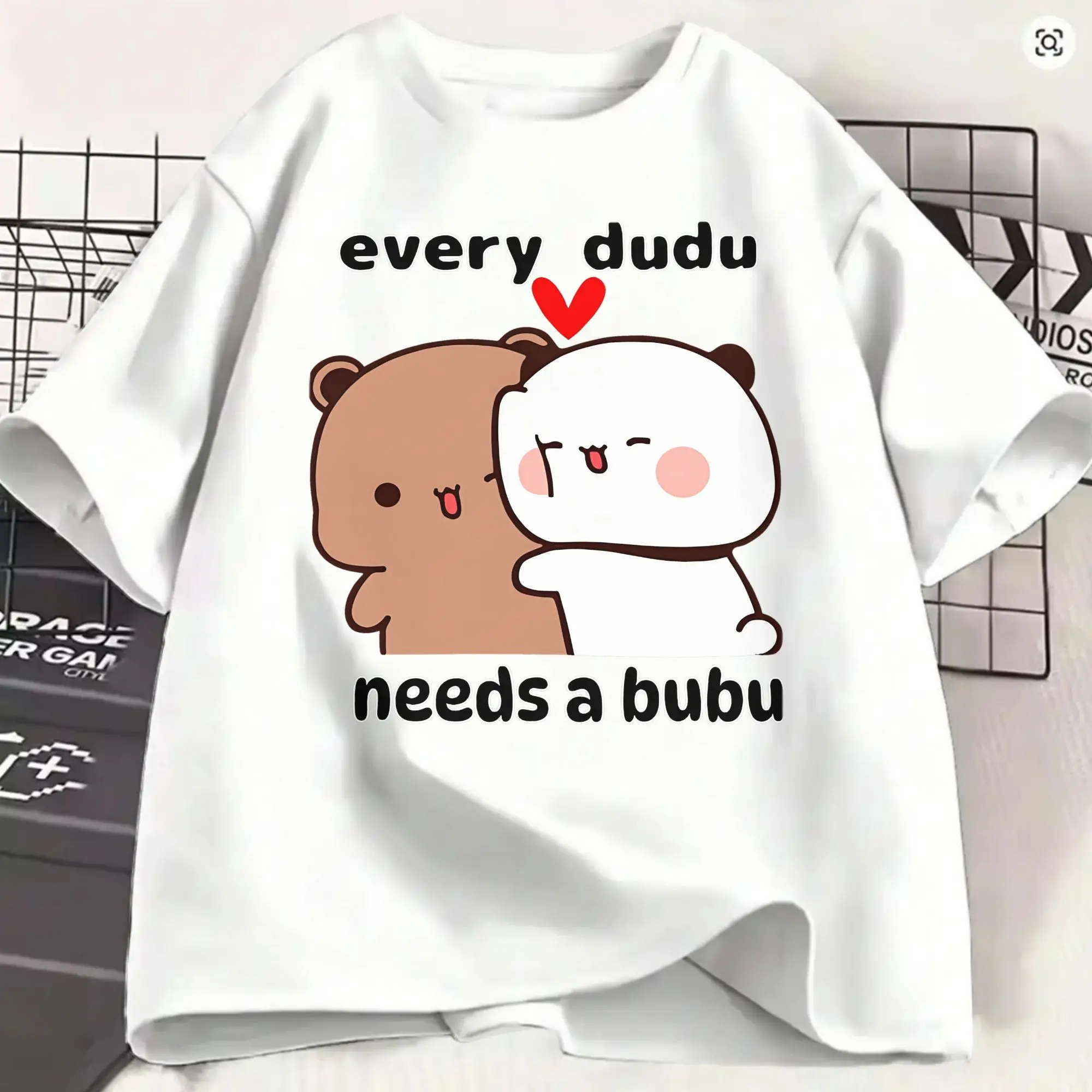 Dudu Bubu Pure Cotton T Shirt For Mens Summer Every Dudu needs a bubu Streetwear T Shirts O Neck Tee Shirt Oversized Design Tops