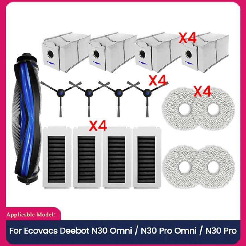 

Accessories Kit For Ecovacs Debot N30 OMNI / N30 PRO OMNI Vacuum Parts Main Side Brush Hepa Filter Mop Cloth Dust Bag