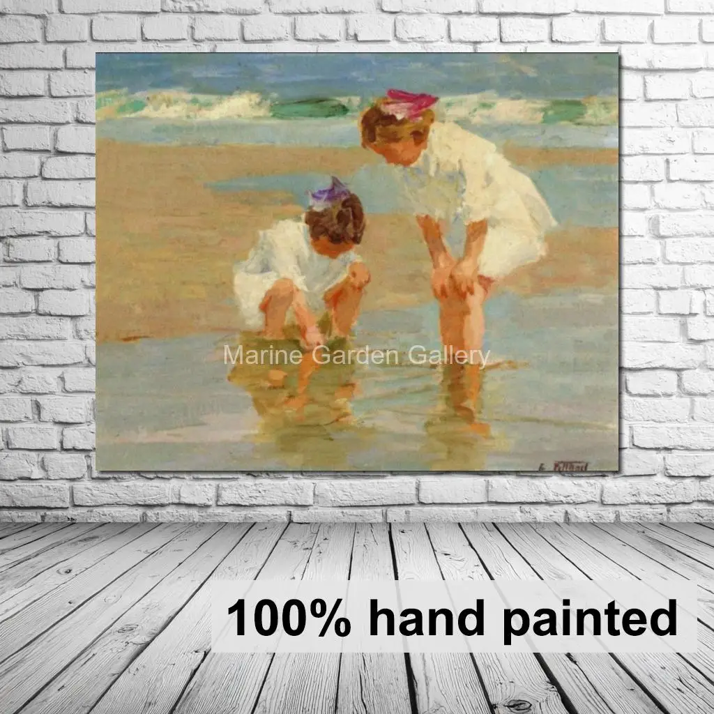 Surf Abstract Impressionist Painting Edward Henry Potthast Hand Painted Oil on Canvas Seascape Art for Modern Kitchen Bathroom