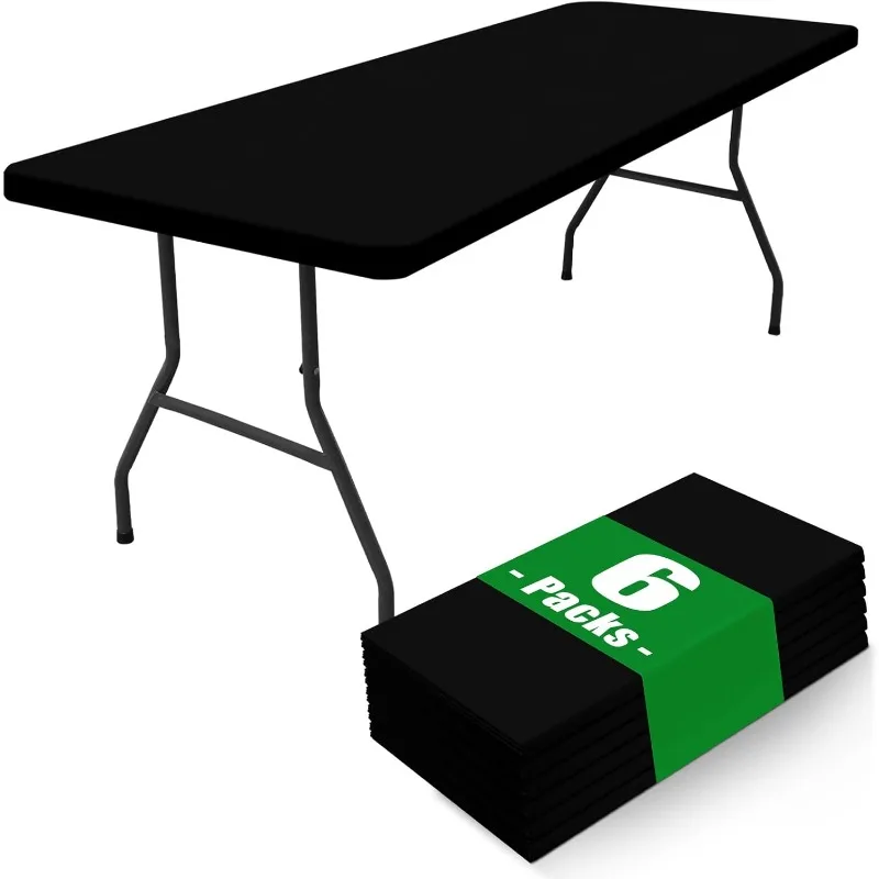 

Spandex Picnic Table Cloth 6 Pack, Elastic Fitted Tablecloths for 6 Foot Rectangle Tables, Stretch Washable Patio Table Cover