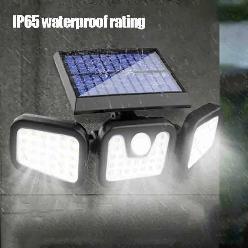 Solar Lights Outdoor Three-head Lamp Waterproof Solar Outdoor Human Body Induction Garden Lamp Fence Lighting Wall Lamp