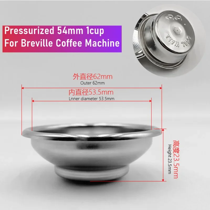 Double Layer Pressurized 54mm Basket Breville Portafilter 54mm Coffee Filter Basket For Breville 870 875 878 880 Coffee Maker