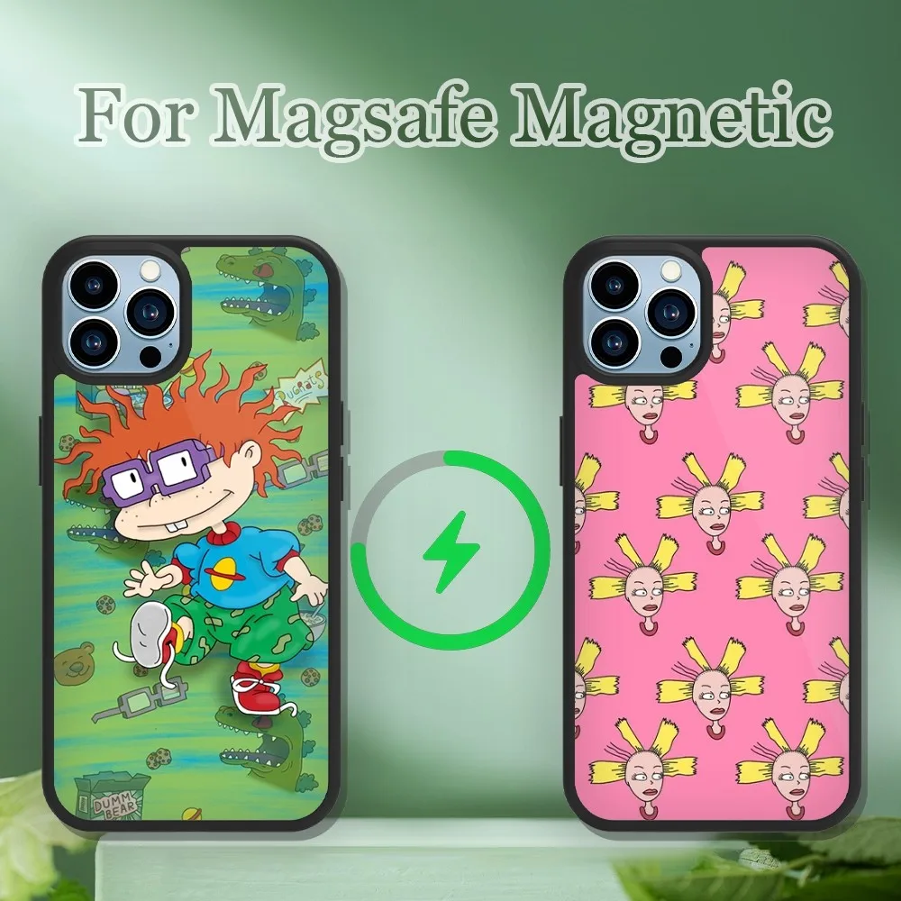 Funny Cartoon R-Rugrats  Phone Case For iPhone 13 12 11 14 15 Pro Max Plus Magsafe Magnetic Wireless Charging