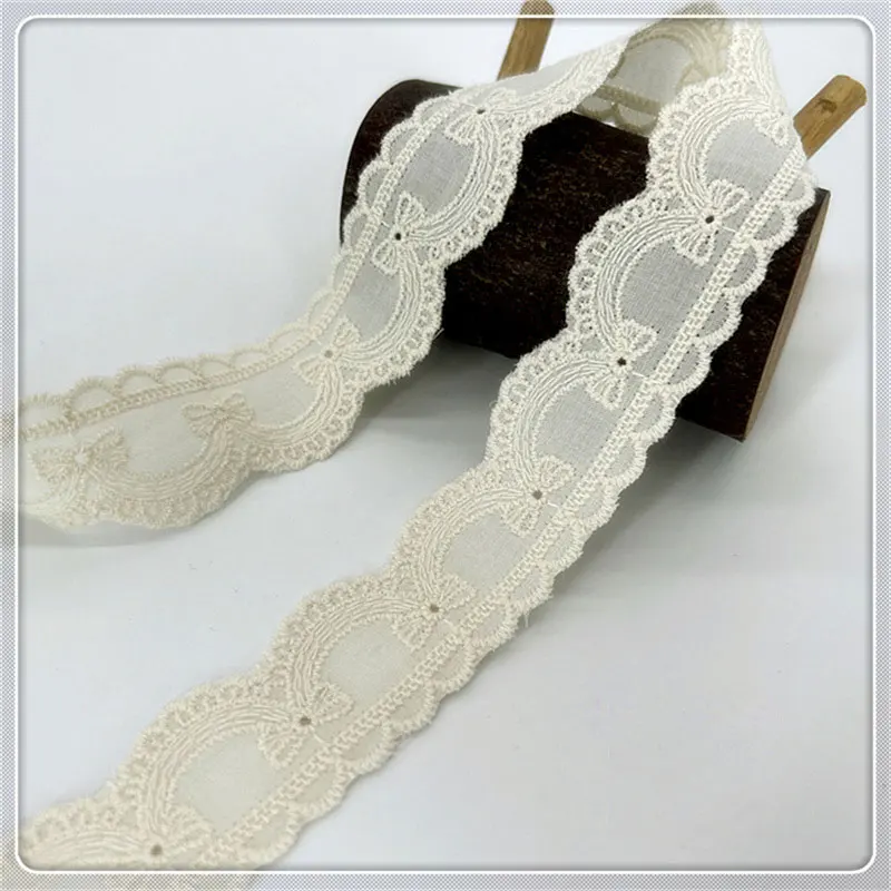 1 Meter Colored Cotton Double-Sided Flower Hollowed Out Lace Fabric Clothing Materials DIY Frame Lace Accessories dentelle Decor