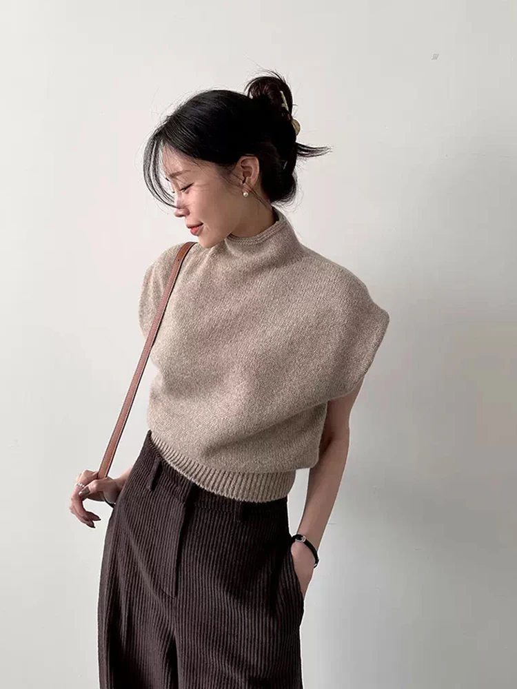 

Мягкий вязаный свитер ort Sve, женский ранний осенний новый простой повседневный универсальный топ с высоким воротником, свободный крой