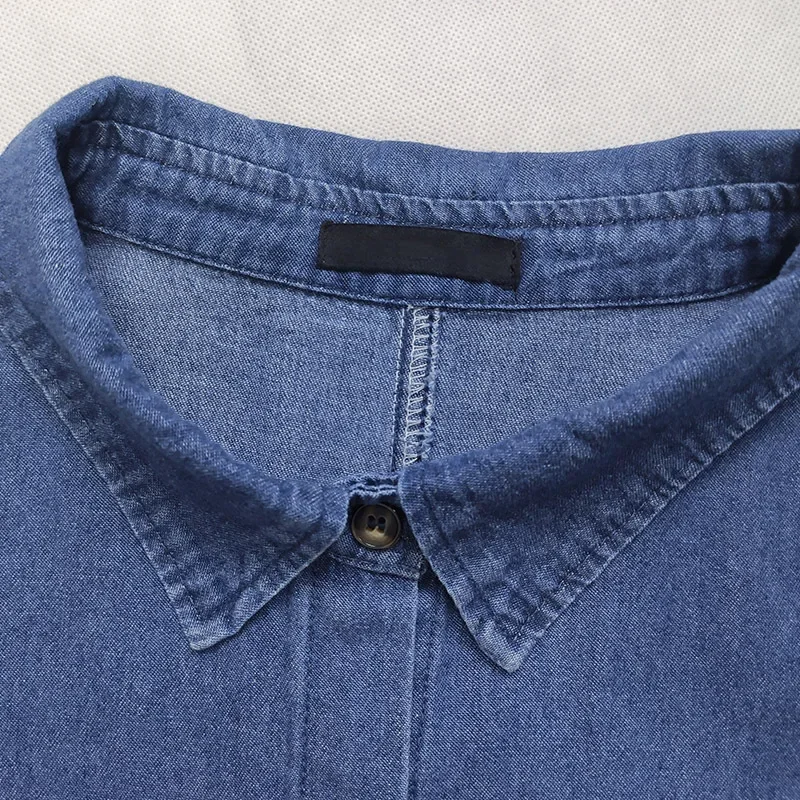 Women Long Dress Single Breasted Full Sleeve Denim Dresses Solid Turn Down Collar Splice Slim Fit Vestidos Casual Autumn