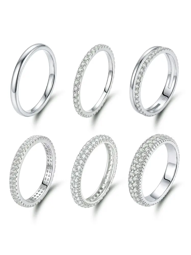 Anillos de circón redondos clásicos de Plata de Ley 925 a la moda para mujer, joyería fina de lujo de alta calidad para compromiso y boda