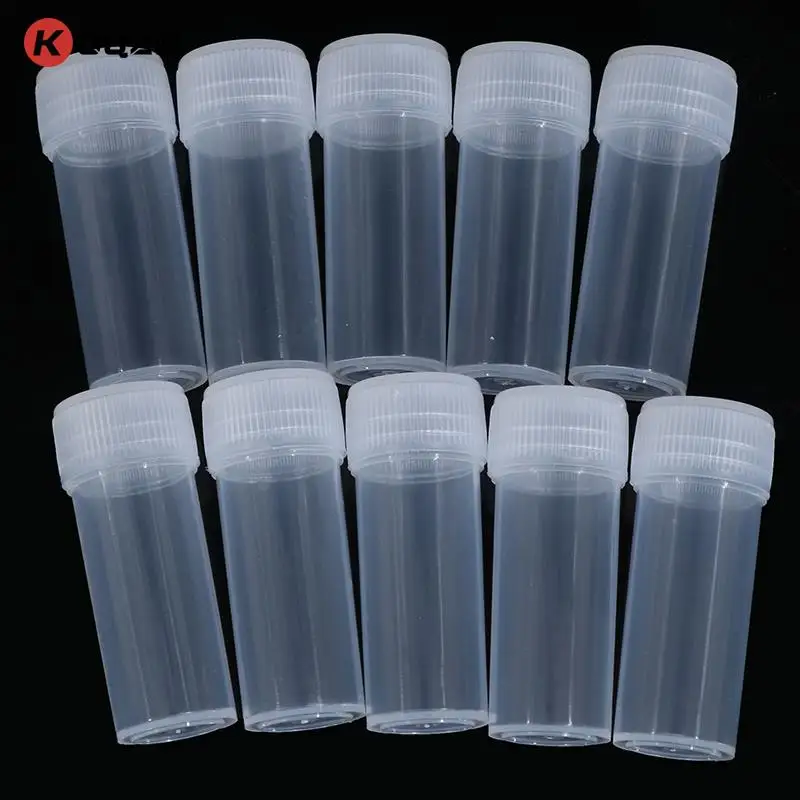 10Pcs 5ml Plastic Test Tubes Vials Sample Container Powder Craft Screw Cap Bottles for Office School Chemistry Supplies New