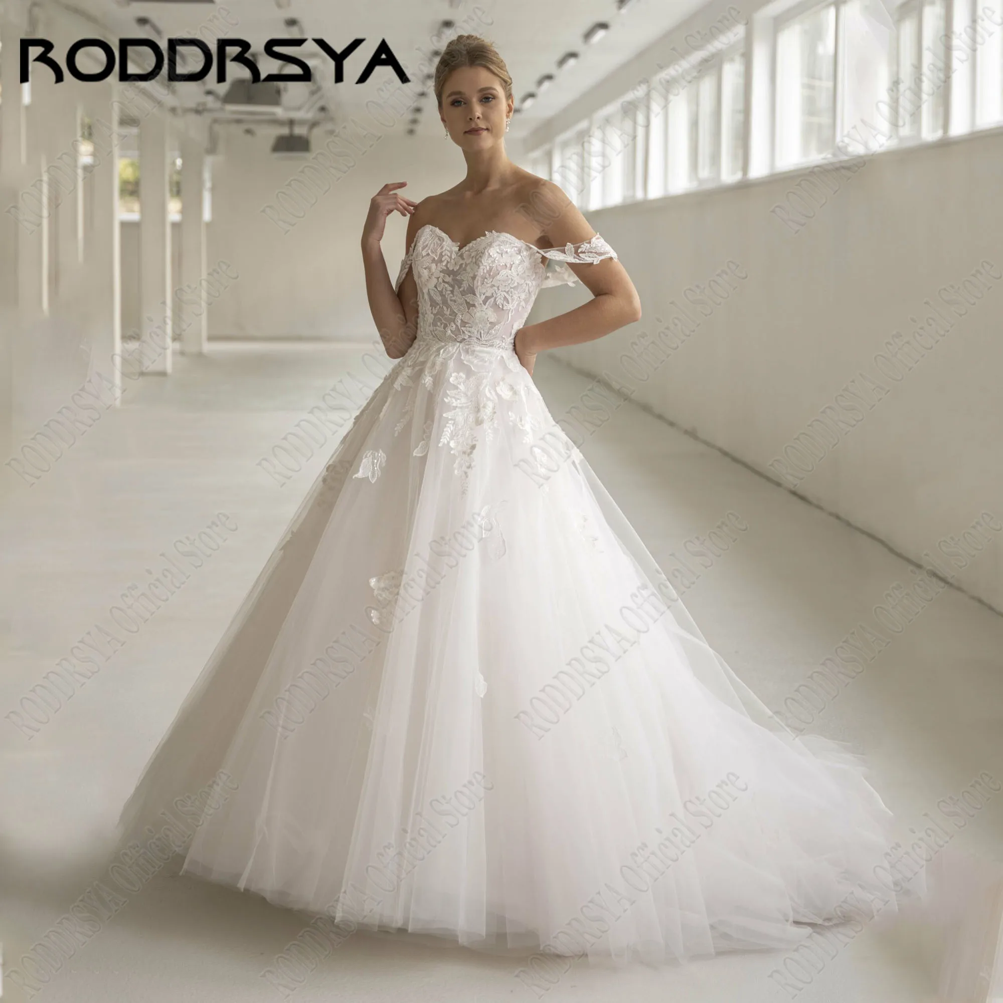 

RODDRSYA Elegant Sweetheart Wedding Gowns Lace Up Applique Off Shoulder Bride Dress For Woman Tulle A-Line Custom Made 2024