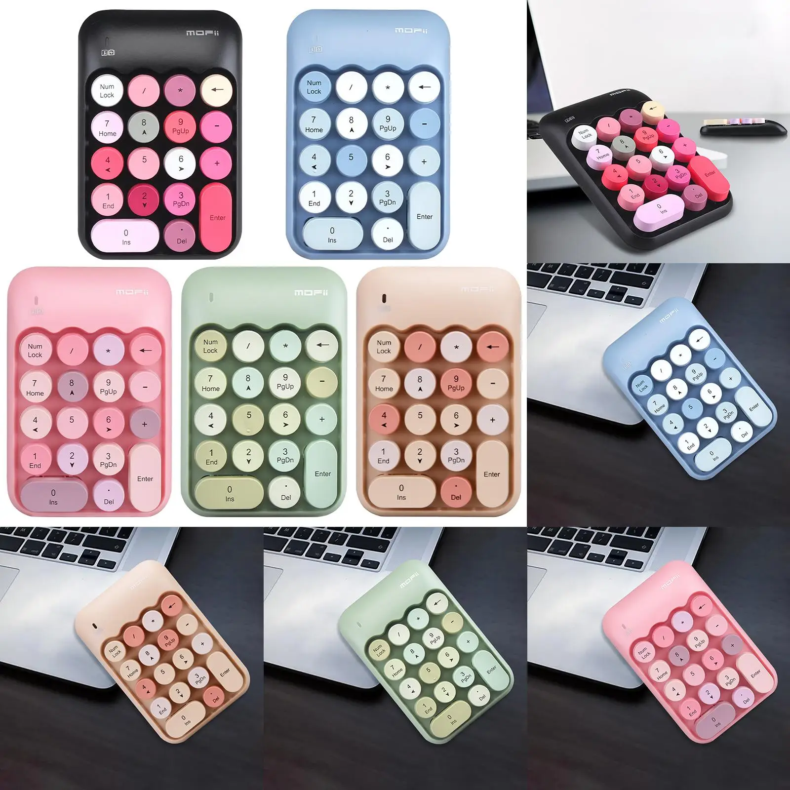 Wireless Numerical Keypad, 18 Round Key 2.4 GHz USB Number Pad Financial Accounting Numeric Keypad for Laptop Desktop PC