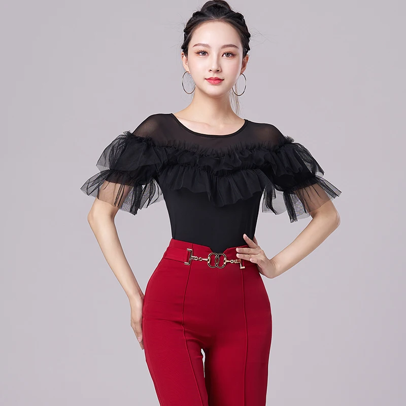 

National Standard Dance Training Clothes Women'S 2023 New Latin Modern Waltz Dance Clothes One-Piece Latin Dance Tops DQL8335