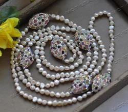MTC·STAR Z12743 52'' 30mm White Baroque Pearl Multicolor Tourmaline Detritus All CZ Necklace
