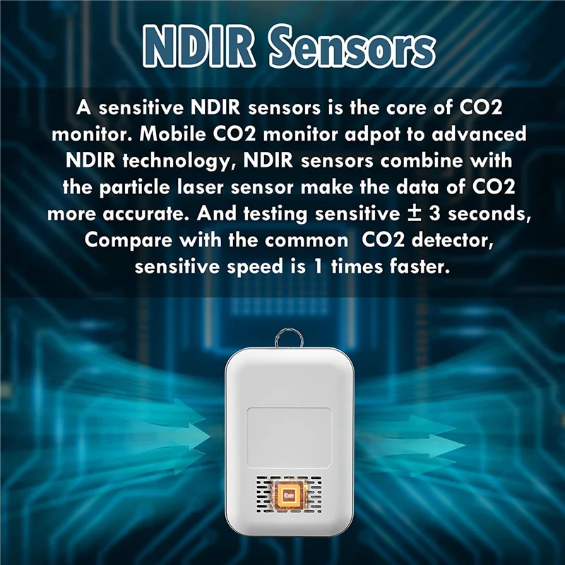 B50B-2X 모바일 CO2 모니터 NDIR 센서 이산화탄소 감지기 실내 CO2 테스트 관리자 후크가 있는 NDIR 센서