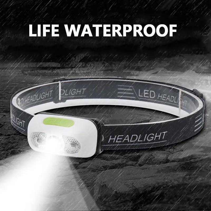 Mini linterna LED con Sensor de movimiento, linterna de cabeza Con 4 modos de camping, recargable vía USB, 6000LM