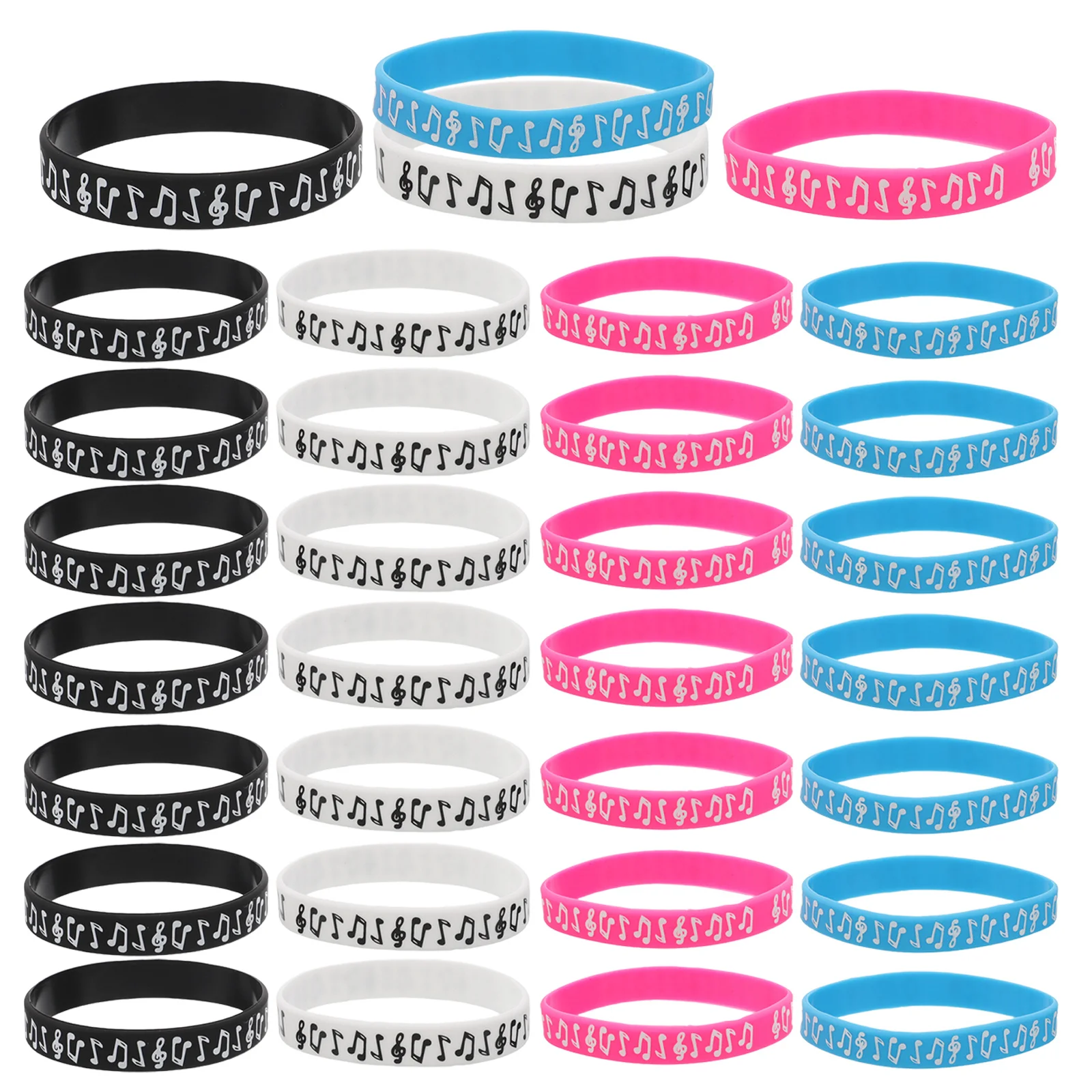 

32Pcs Silicone Music Wristbands Stylish Note Design Skin Friendly Lightweight Perfect for Birthday Baby Shower Music Festival