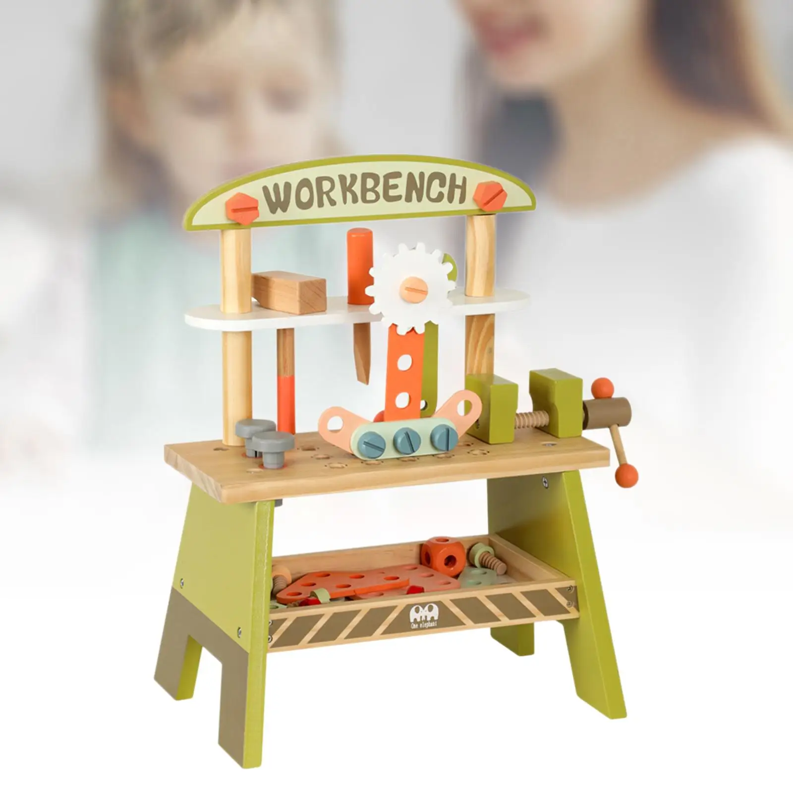 Small Wooden Kid Workbench Toy DIY Playset Creative Children Repair Play Tool Set for Ages 3+ Girls Boys Child Holiday Present