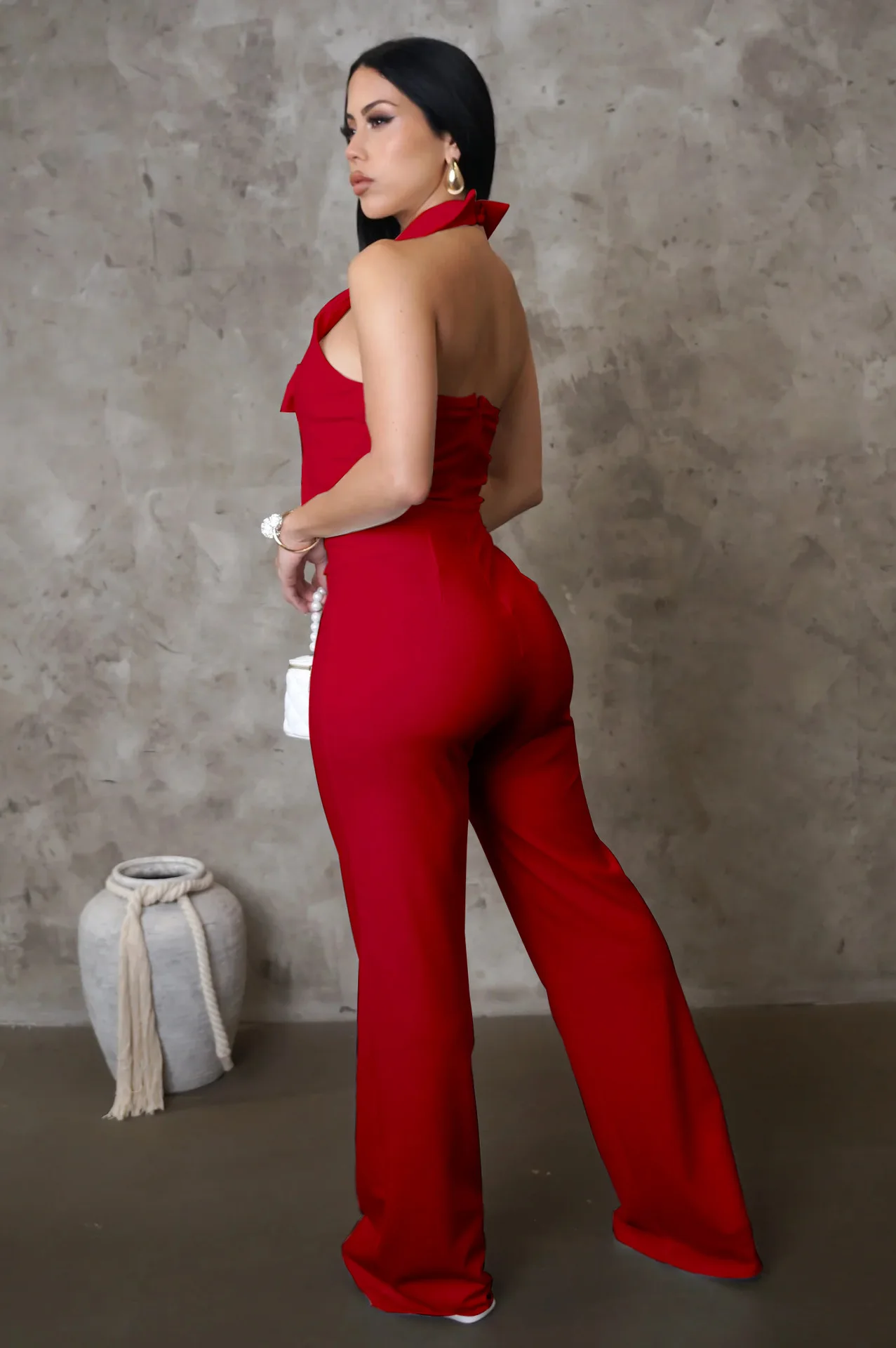 EINY Combinaison une pièce Chic pour femmes, mode Chic, col rabattu, col rabattu, sans manches, jambes larges, Sexy, fête, Club, barboteuse, Y2k Traf