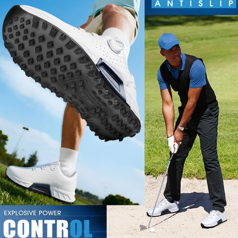 PGM Golf Shoes Men's Cushioning Rebound Sports Shoes Knob Laces Summer Breathable Anti-slip Sports Comfortable Casual Shoes