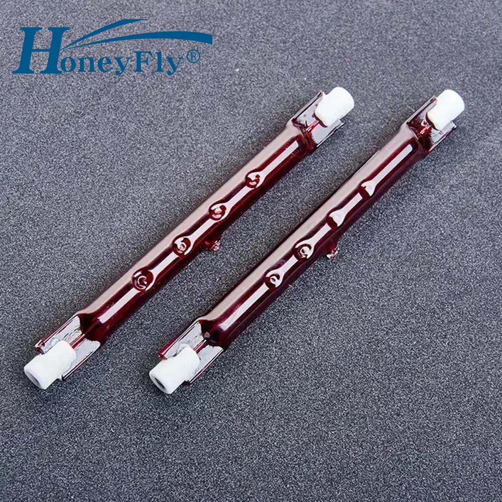 HoneyFly 5 шт. Рубиновая инфракрасная кварцевая лампа 118 мм J118 200 Вт/300 Вт/500 Вт 230 В фермерская галогенная лампа R7s с двойной спиралью 5000 часов на срок службы