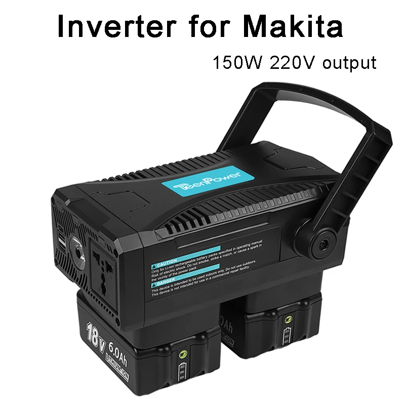 Portable Inverter For Makita Battery AC 220V/150W Output Modified Sine Wave Power Adapter In-One Electric Tool Battery Inverter