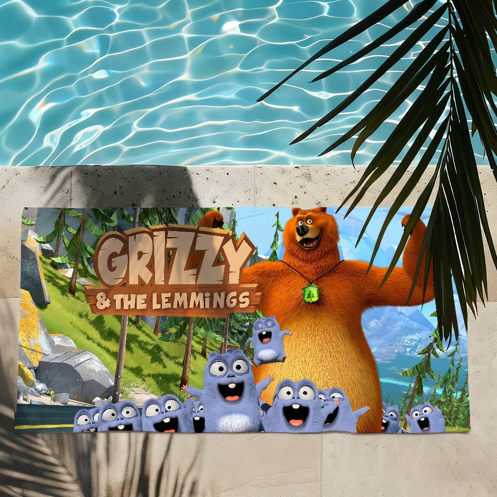 Cartoon G-Grizzy and the L-Lemmings Towel Shower Sauna Travel Spa Quick Dry Gym Accessories Soft Large Beach Towels