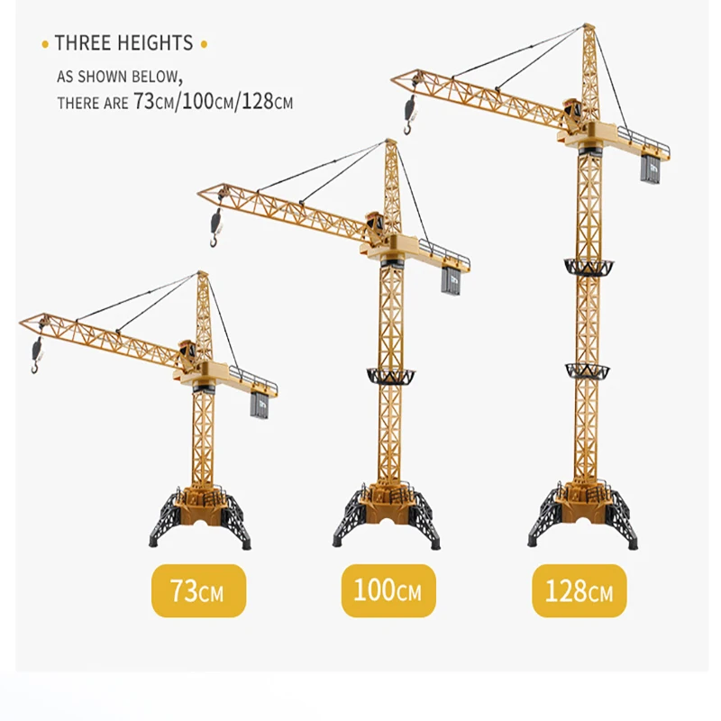 2.4G 6CH 128CM Remote Control Excavator Tower Crane 680 Rotation Lift Model With Light Sound  RC Engineering Toy For Kid Gift