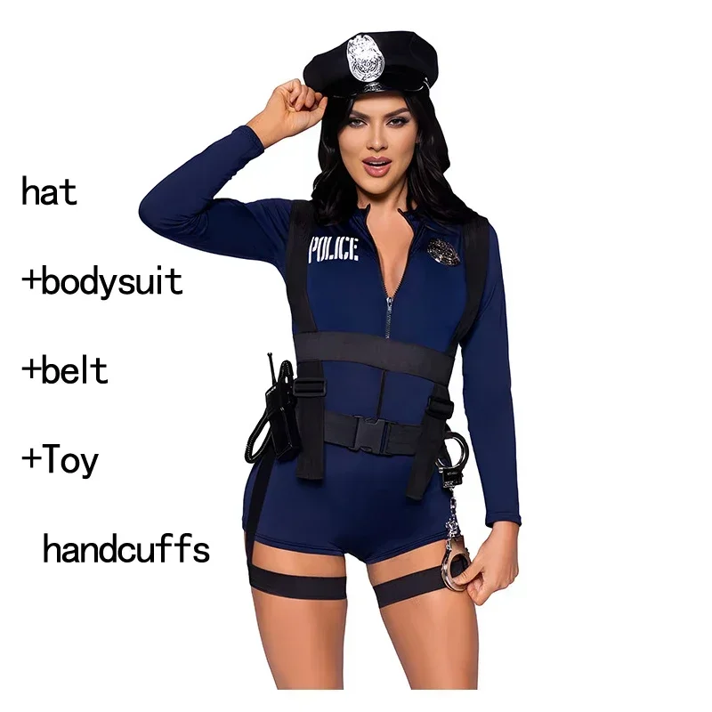 Frauen Polizei Uniform Rollenspiele Kostüme Frau Halloween Spiel Outsets Leistung Tücher Sexy Overall Set Anime Cosplay