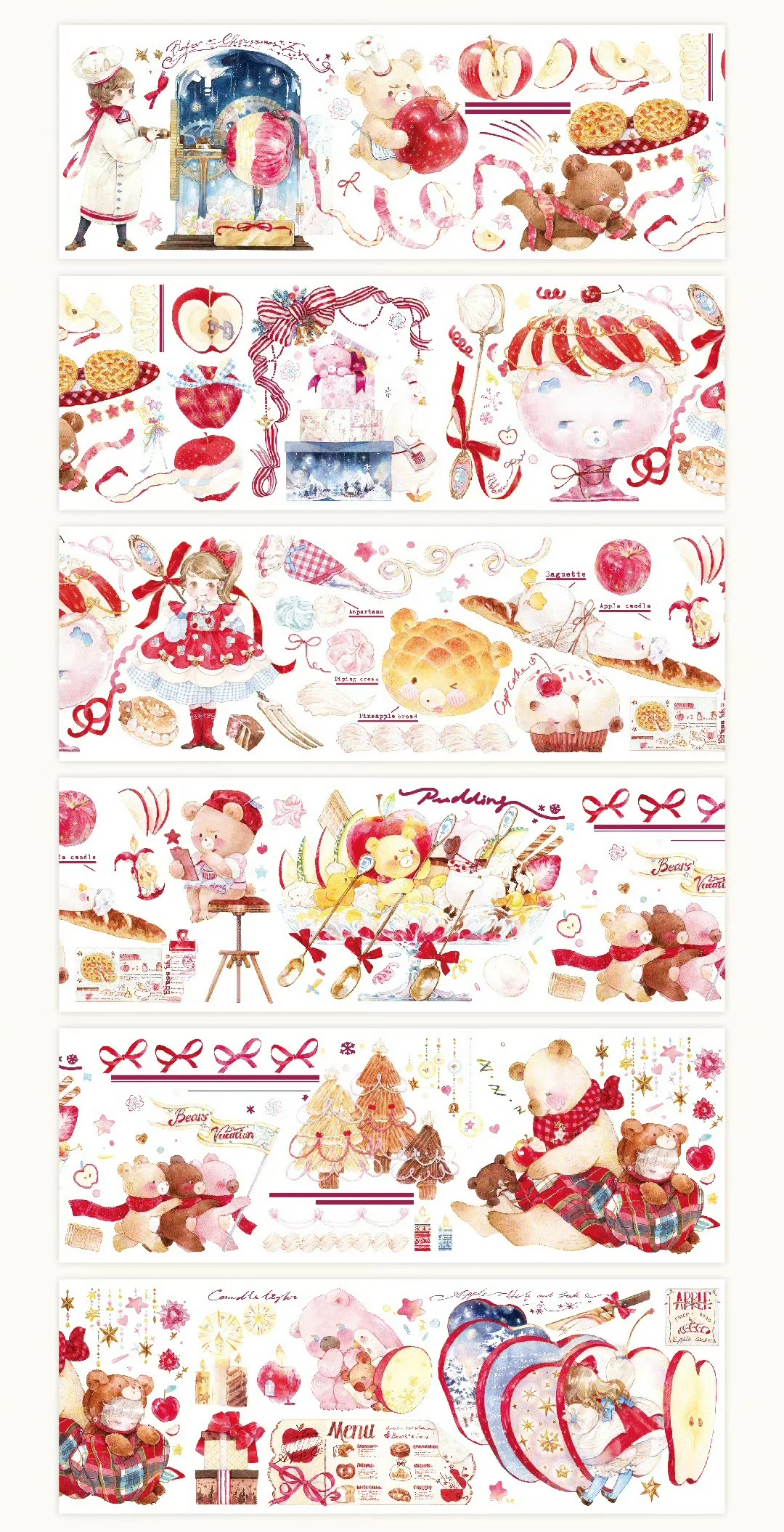 1 Loop Washi Pet Tape Sample Benchu Series, Apple Gift, Warm Winter Diary, Red Berry Collection