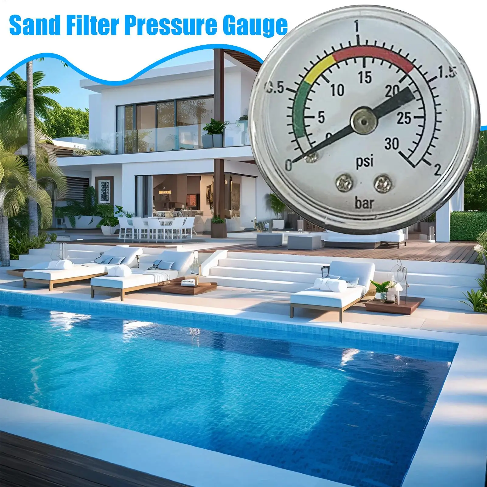 Replace The Pressure Gauge ForIntex 11224 14 And 16 Inch Sand Filter Pumps Pressure Gauge O-Ring Garden Pool Equipment Parts