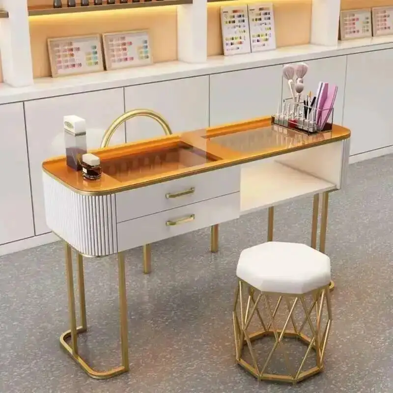 Modern Nail Table Nail Salon Simple Luxury Artist Manicure Table Wooden Storage Mesa De Manicure Professional Furniture