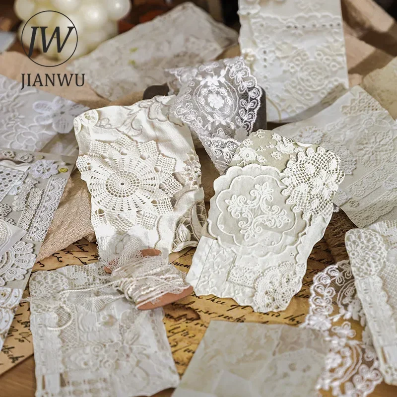 JIANWU Makino Monsoon Series Vintage Flower Lace Landscaping Collage Decor Material Paper Creative DIY Junk Journal Stationery