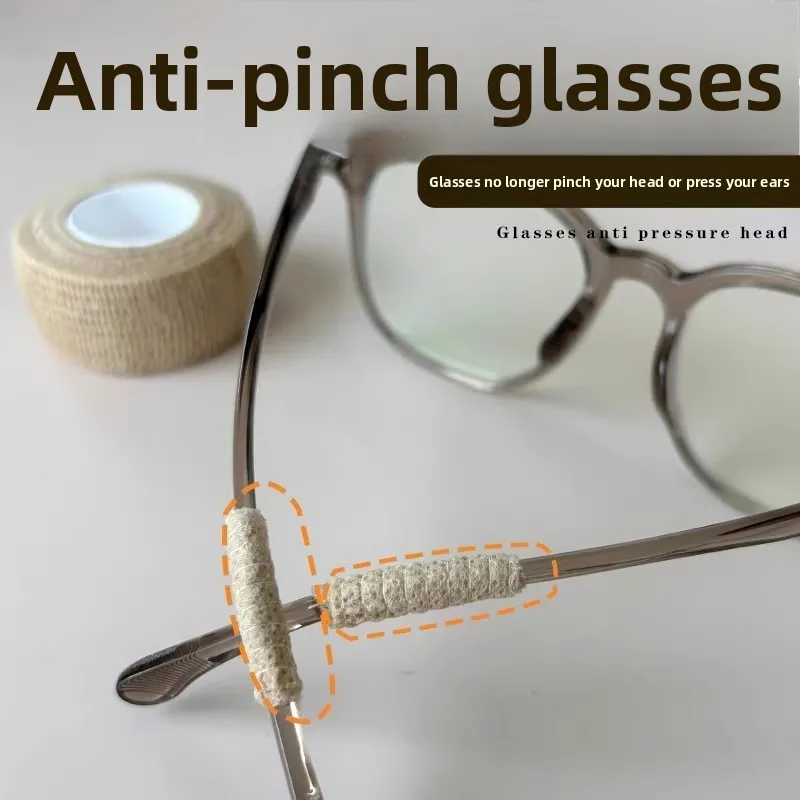 Glasses Anti-Pressure Tape - Soft Non-Slip Ear Hook Cushion, Prevents Pinching & Ear Pain, Adjustable Self-Adhesive Temple Cover