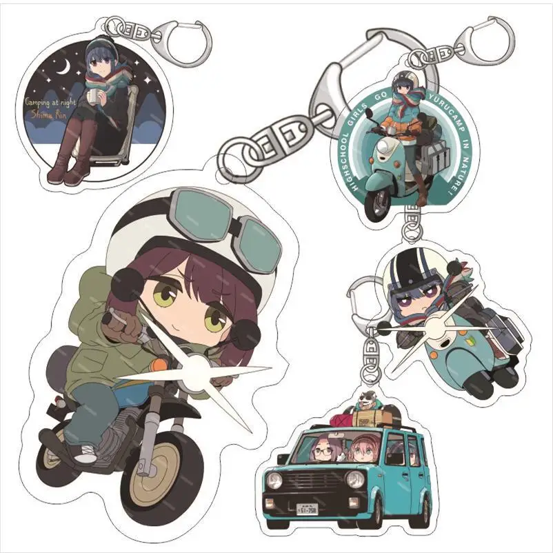 Anime Yuru Laid-Back Camp Shima Rin Kagamihara Nadeshiko Acrylic Figure Keychain Pendant Cosplay Charm Backpack Cartoon Keryring