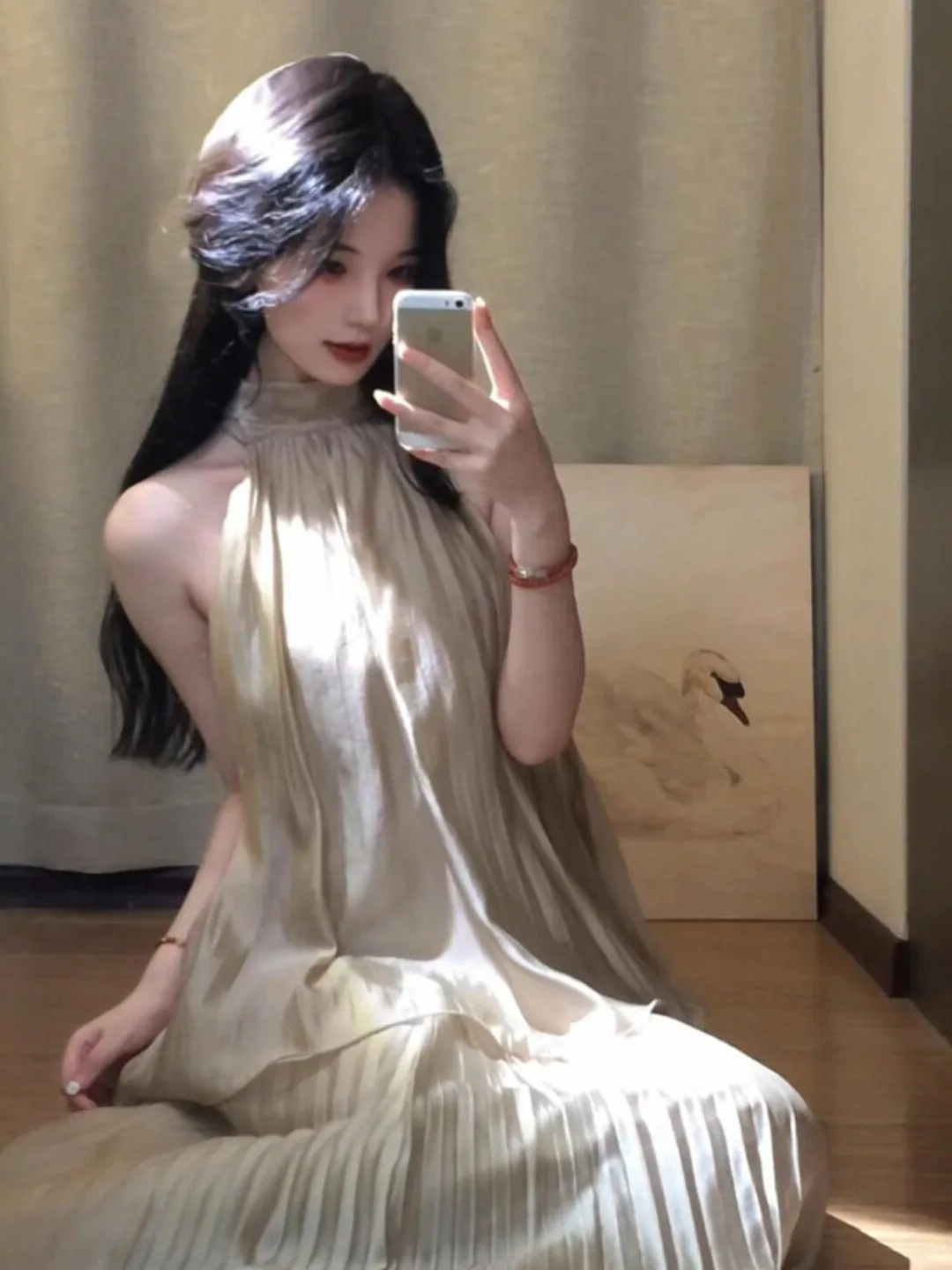 

Gentle Wind Unique Beautiful Hanging Neck Top Half Skirt Two Piece Set Complete OOTD Summer 2026 Casual Comfortable Cotton