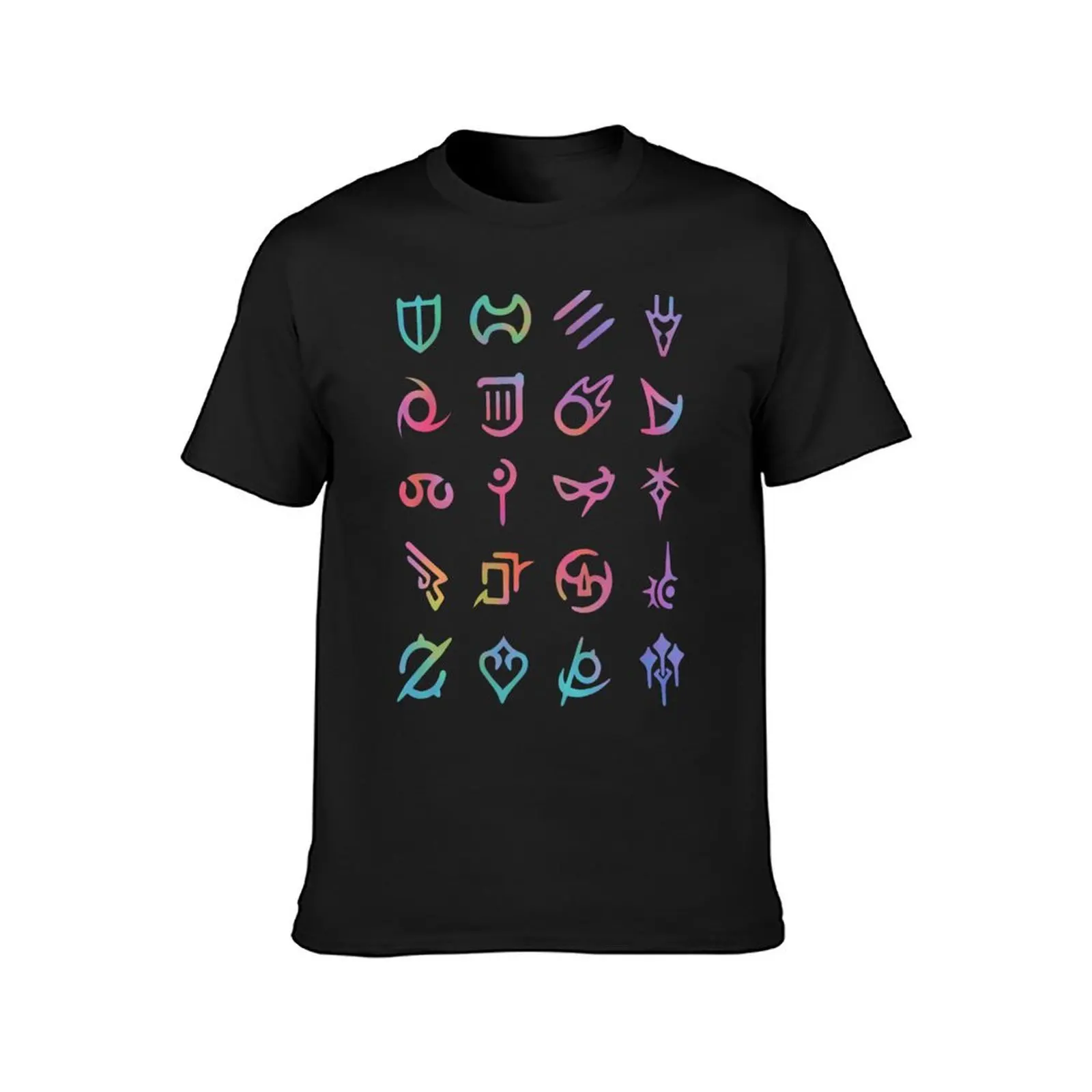 FFXIV Job Icons [classic fantasy ombre pattern/sticker set] T-Shirt summer tops heavyweights Men's t-shirts