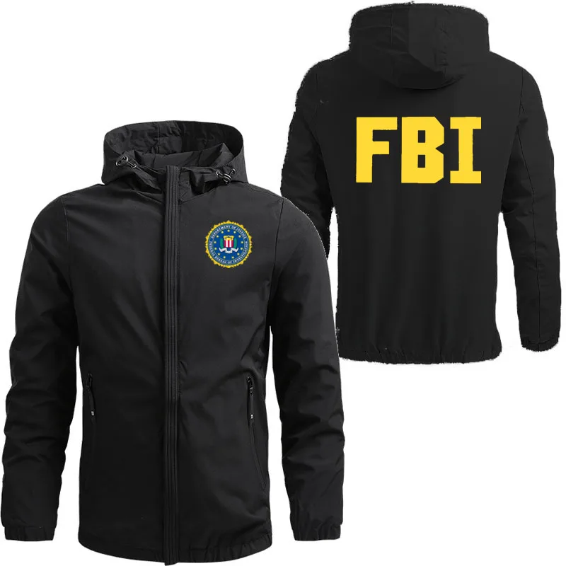 

FBI Men's Jackets Waterproof Hooded Jacket Windbreaker Outdoor Camping Sports Elastic Coat Male Clothing Bomber Jacket coat