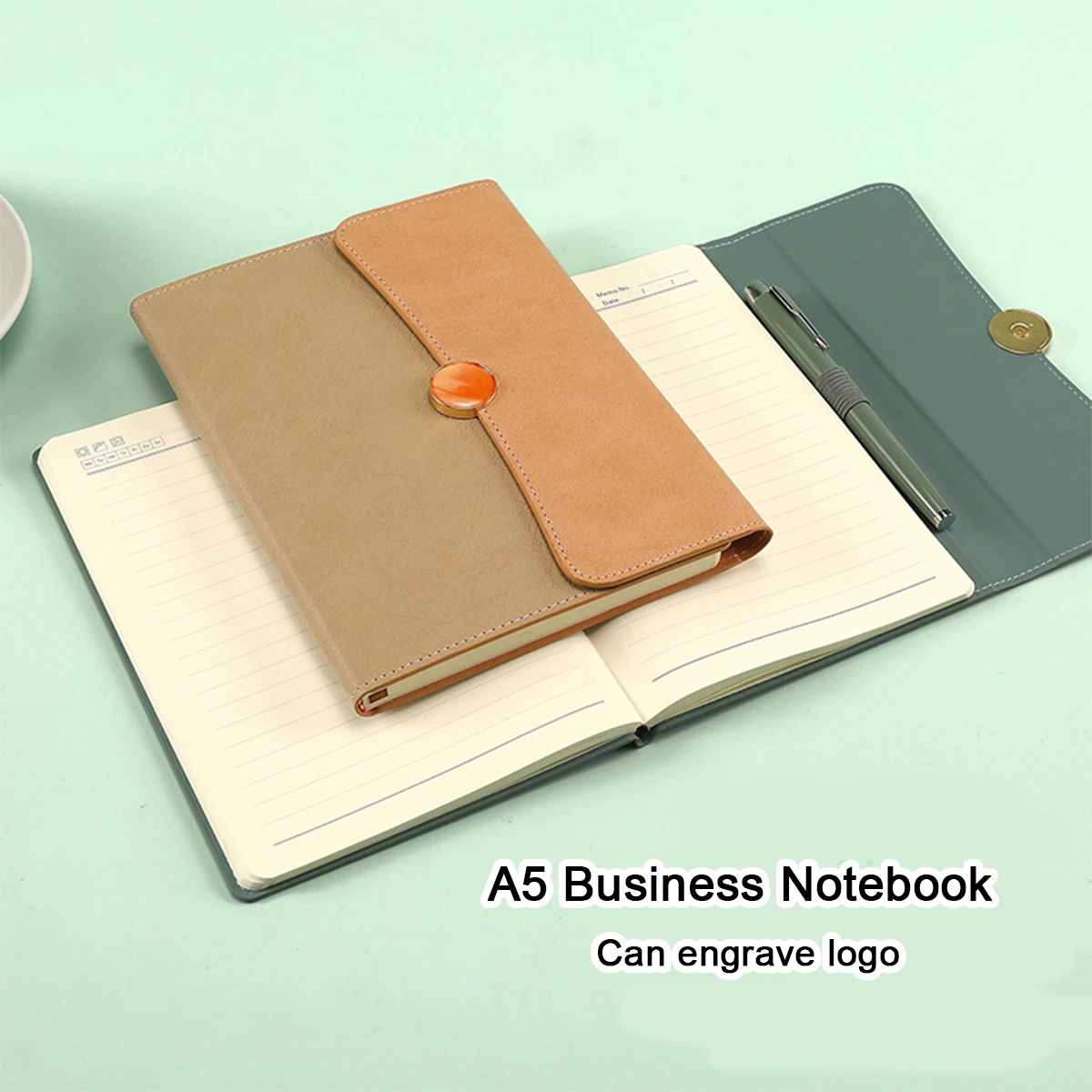 (Can Engrave Logo) A5 Leather Student Notebook, Meeting Record Book, Diary, Business Notepad, Excerpt Book, Gift Box Available