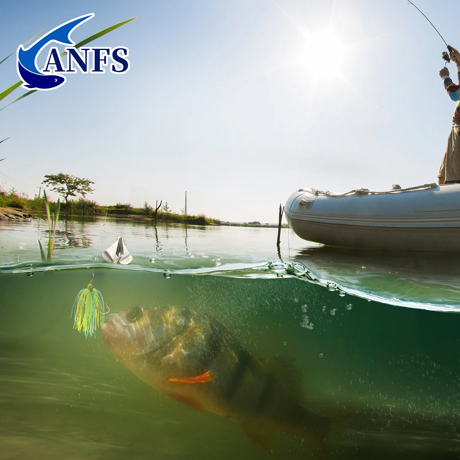 ANFS スピナーベイト 2個、鮮やかなサイズ交換ヘッド3個 - Fishing Lure Kit のレビューと価格