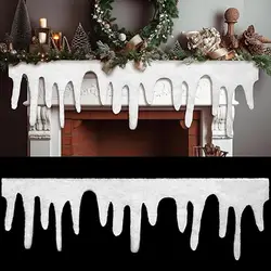 Christmas Fireplace Snow Blanket Xmas Icicle Snow Winter Village Fireplace Blanket Roll Fluffy Fake Snow Mantel Cover Home Decor