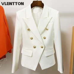 High Quality Fashion Women Blazer Jacket 2024 New Double Breasted Office Ladies Suits Tops