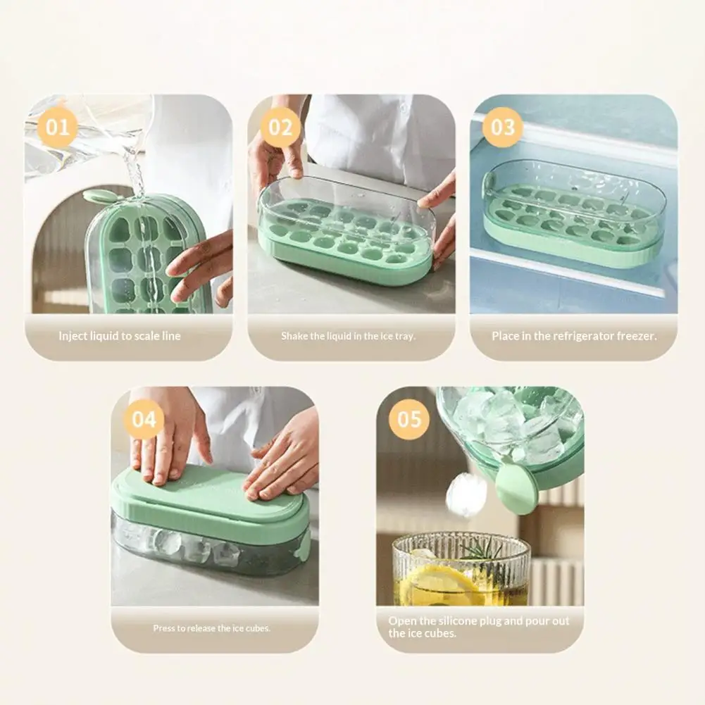 

Sealed Lid Ice Tray -free Flexible Ice Cube Mold Tray Stackable Push-type Release Storage Box Effortless Home Use Ice Cube Maker