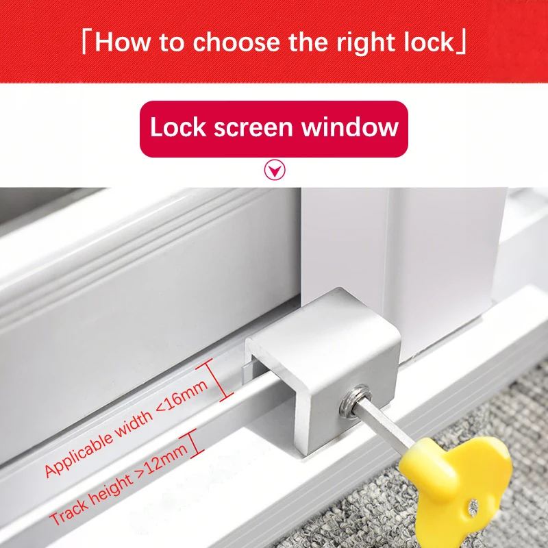 1PC Child Protection Baby Safety Adjustable Sliding Window Locks Stop Aluminum Alloy Security Lock With Keys Safety Window Lock