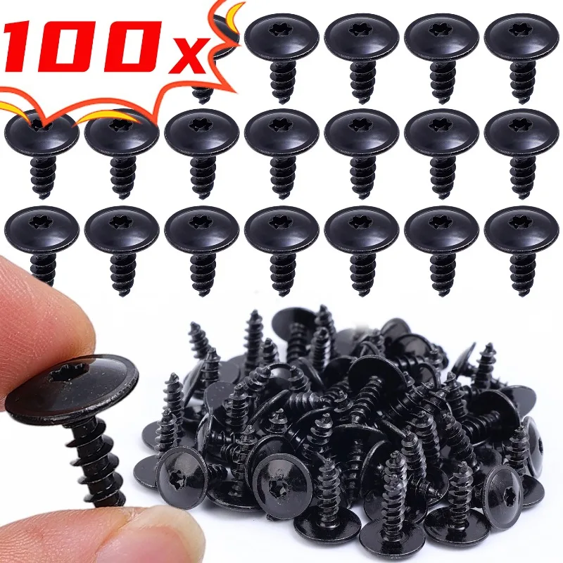 100-20PCS Car Body Screws for VW Golf Metal Self Tapping Screw Rivet Black Fastener Bolt Cross Self Tapping Phillips Screws