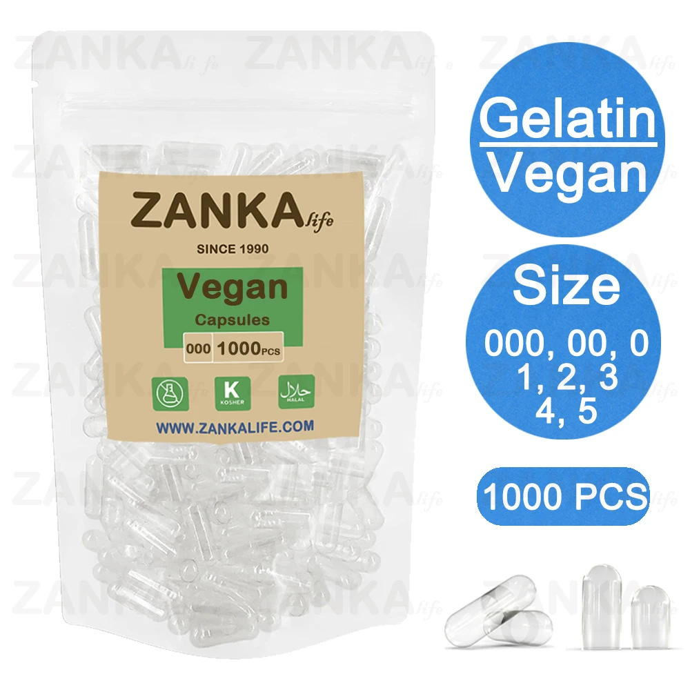 

1000PCS Size 000 00 0 1 2 3 Food Grade Separated Joined Gelatin Empty Capsules Vegan Kosher Halal HPMC Hollow Capsule