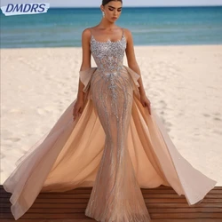 Luxury Sequined Rhinestone Evening Dress Detachable Train Mermaid Prom Gown Customized Strapless Cocktail Dresses Robe De Mariée