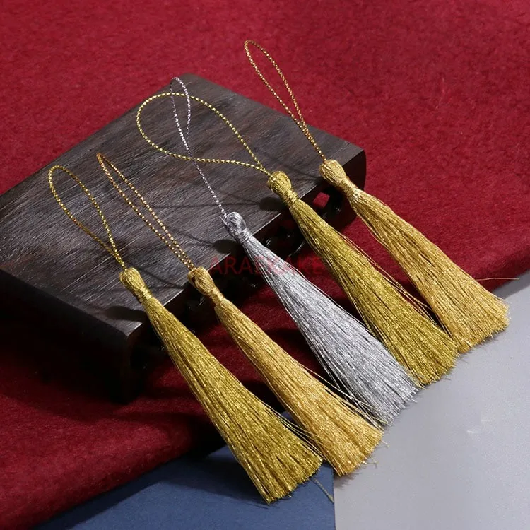 1PCS Gold, silver, silk thread, ancient style tassel, hanging tassel, handicraft pendant, decorative bookmark, tassel accessory