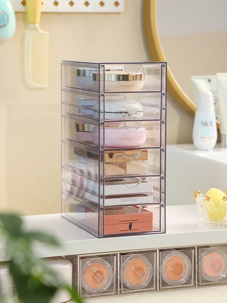 Acrylic Cosmetic Organizer Makeup Storage Box Lipstick Holder Stationery Display Stand Drawer Jewelry Transparent Box Stack-able