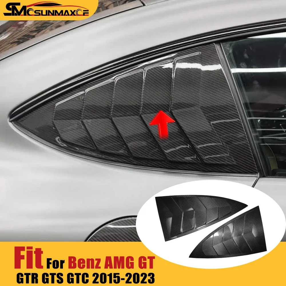 

For Mercedes Benz AMG GT GTR GTS C190 R190 2015-2023 Carbon Fiber Rear Side Window Louvers Cover Car Accessories